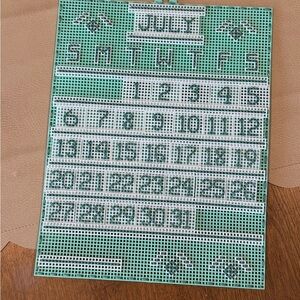 Vintage Handmade Needlepoint Calendar Green